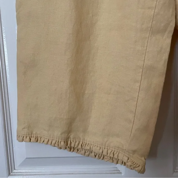 J. Jill Yellow Linen Crop Cargo Pants Bloomers Large Ruffle Trim - Picture 6 of 9